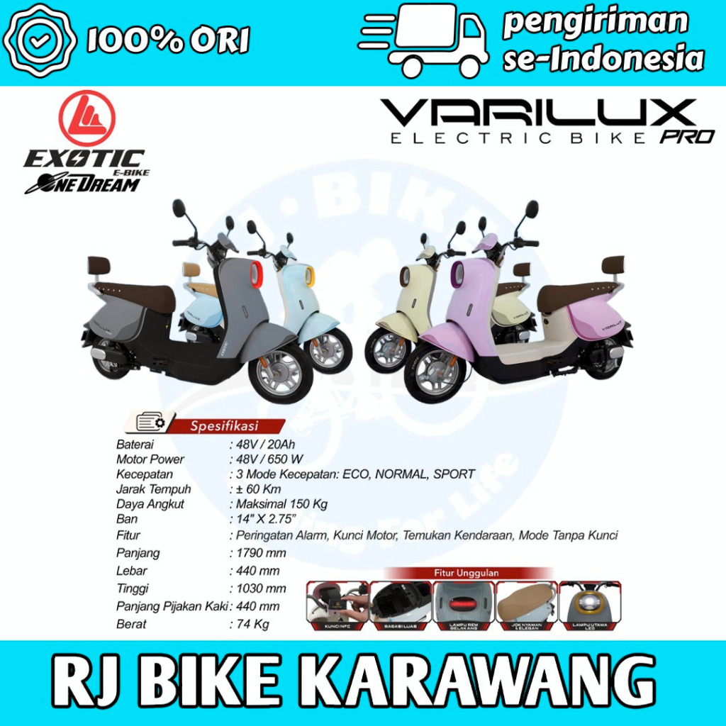 Sepeda Listrik Exotic VARILUX PRO NFC New Model 650watt AGATHOS AE380 500watt Garansi Resmi