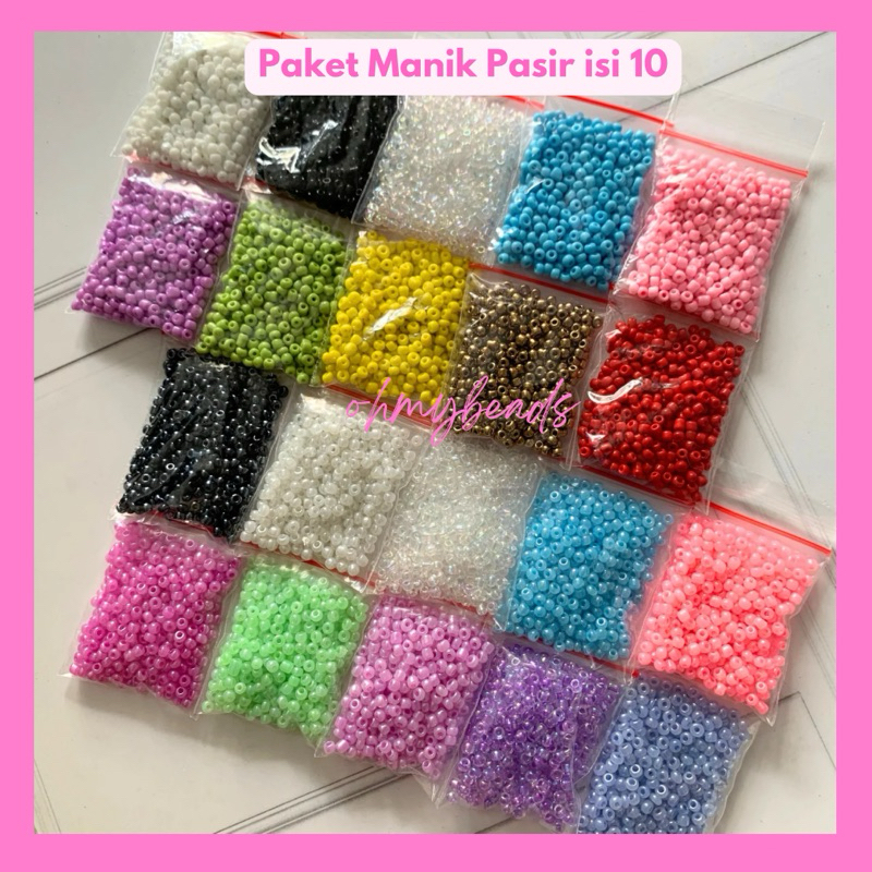 Paket Manik Pasir isi 10 / Manik pasir 3mm 4mm / Manik pasir doff dan ceylon