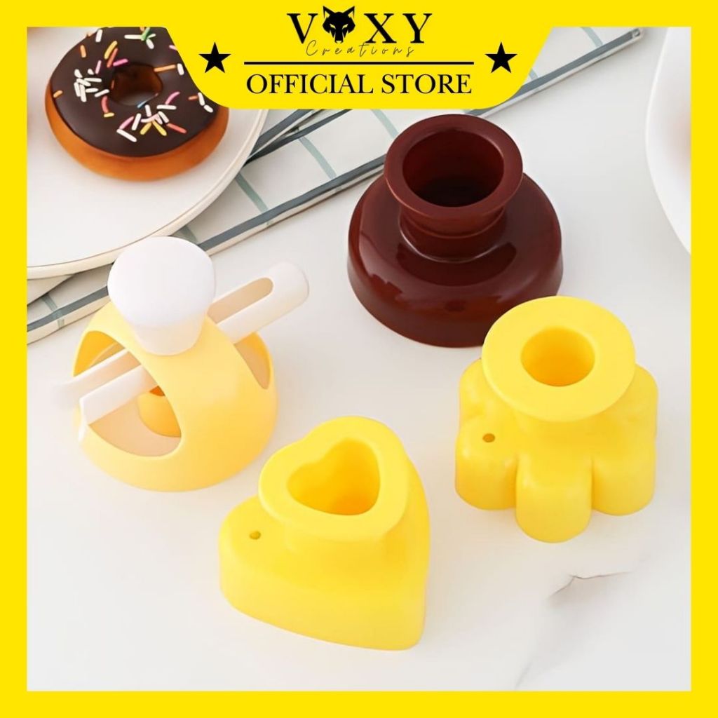 Doughnut Mold Bentuk Bulat Hati Love Bunga / Cetakan Pembuat Donat Roti / Cetakan Donat