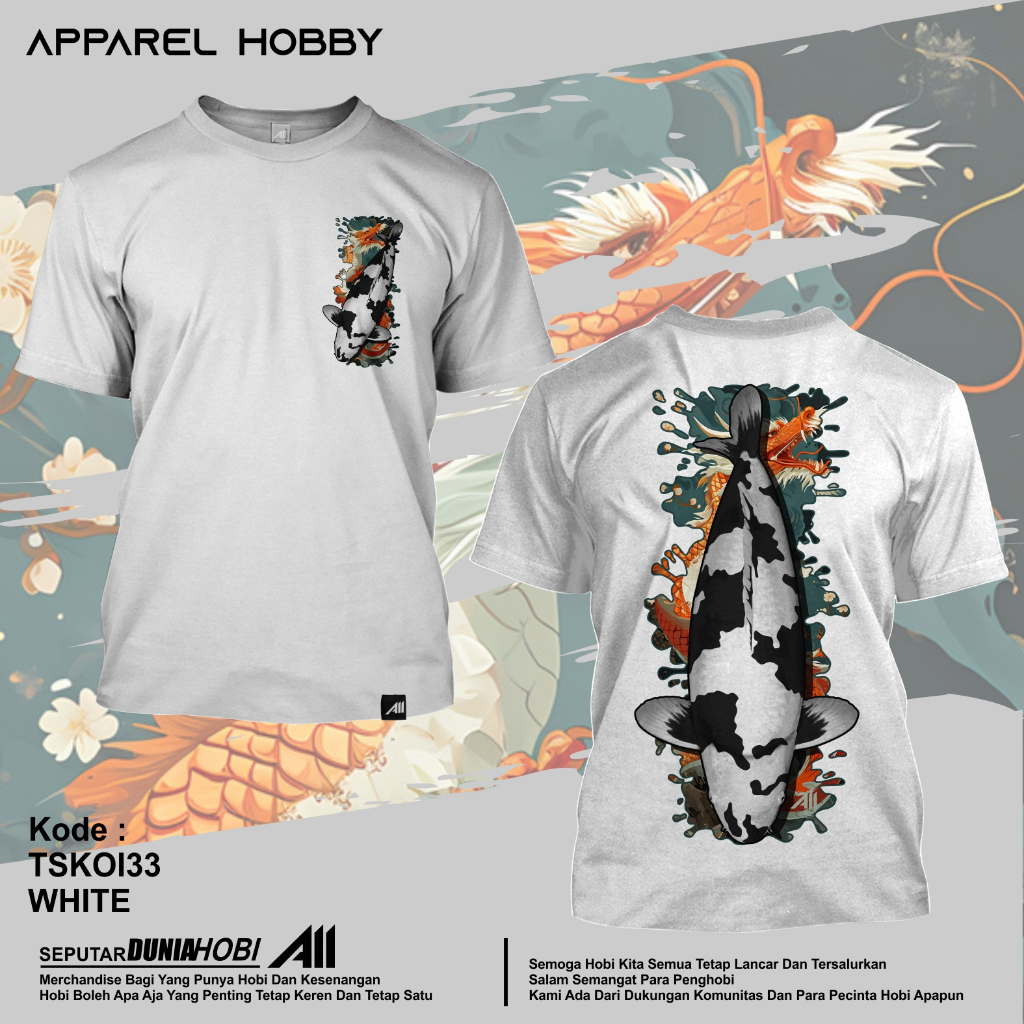 KAOS IKAN KOI SHIRO UTSURI KOI32 WHITE TSHIRT APPAREL HOBBY