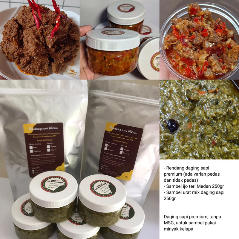 

RENDANG DAGING SAPI PREMIUM, SAMBEL URAT DAGING, SAMBEL IJO TERI MEDAN PRMEIUM BY UMI NIZAM