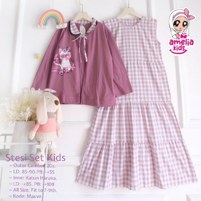 Setelan Gamis Inner Outer Anak • Stesi Set by Amelia Kids • Gamis Anak Terbaru