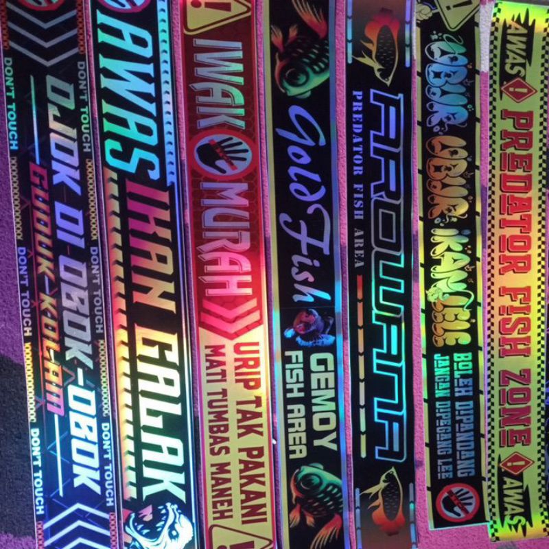stiker ikan galak hologram / stiker list aquarium / stiker goldfish , arwana