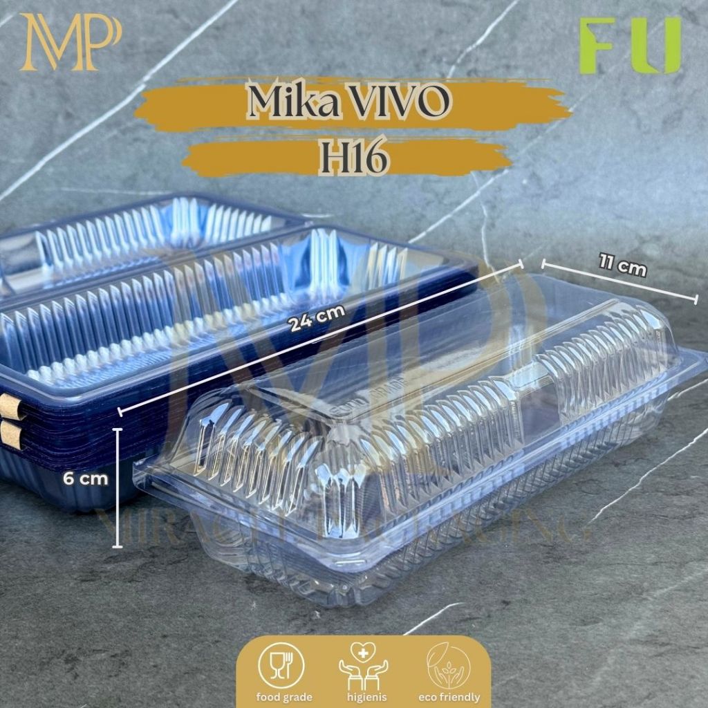 Mika VIVO H16 / Mika Plastik 22x8,7x6cm / Mika Bolu Gulung / Mika Sosis Kue Roti Donat 50 pcs