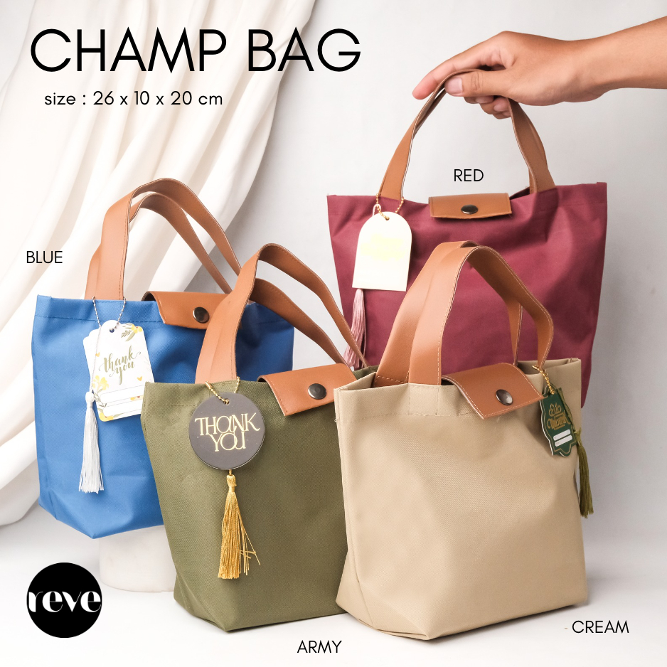 

Champ REVE bag tas souvenir event goodie hampers 26 x 10 x 20 aneka warna premium design