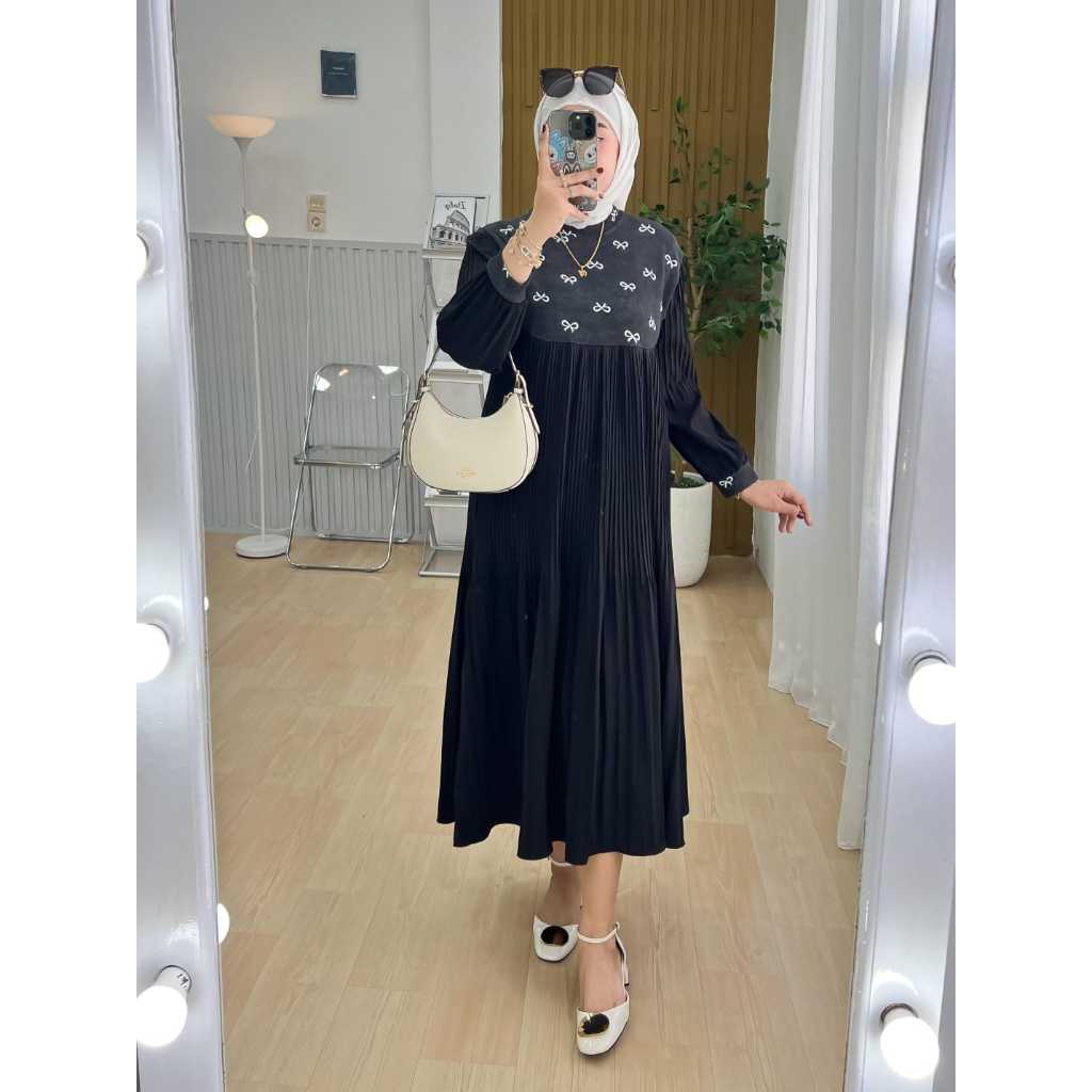 Midi dress kaos knit premium/Baju lebaran