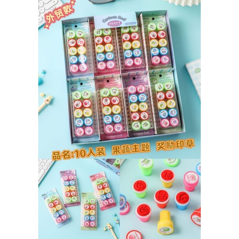 

Stamp Reward 1Box 16pack || Stempel Motif Lucu Animal Fruits