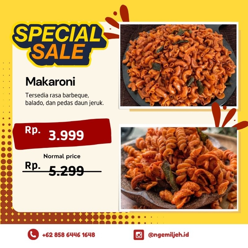 

Makaroni Kriuk Pedas Daun Jeruk / Balado / BBQ 50gr-250gr