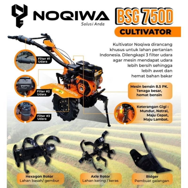 Mesin Baja Mini / Mini Tiller / Cultivator Bensin Noqiwa BSG 750D
