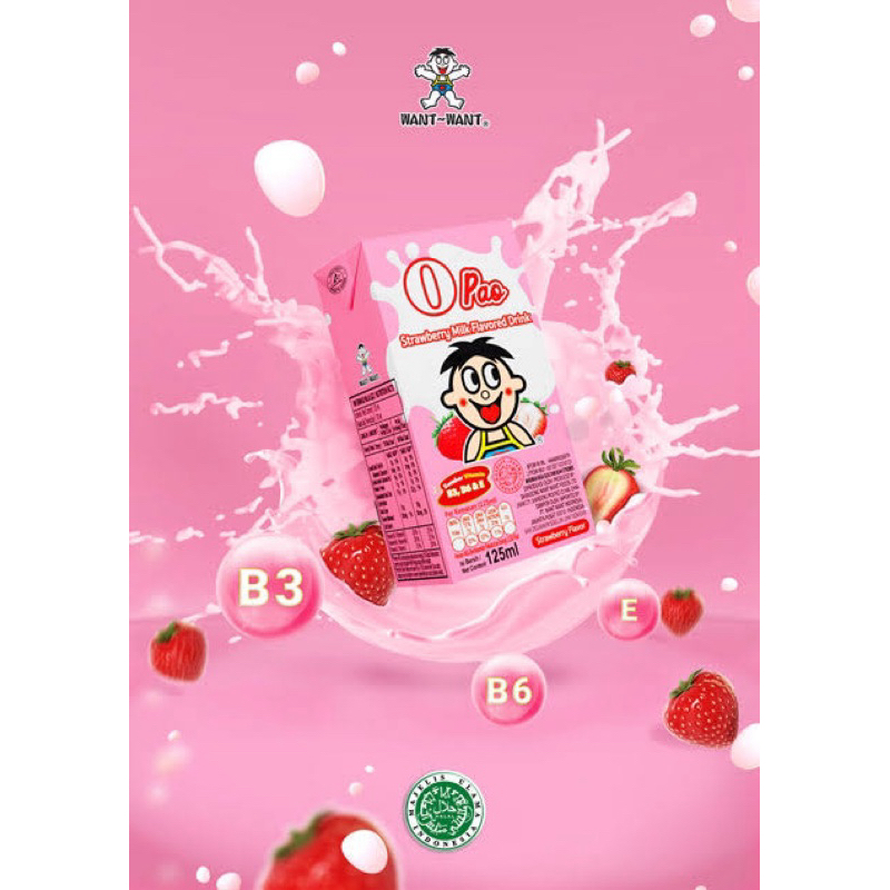 

Susu O Pao/ O Pao Milk Drink 125ml/ Rasa Strawberry & Original/ 1 dus isi 36pcs