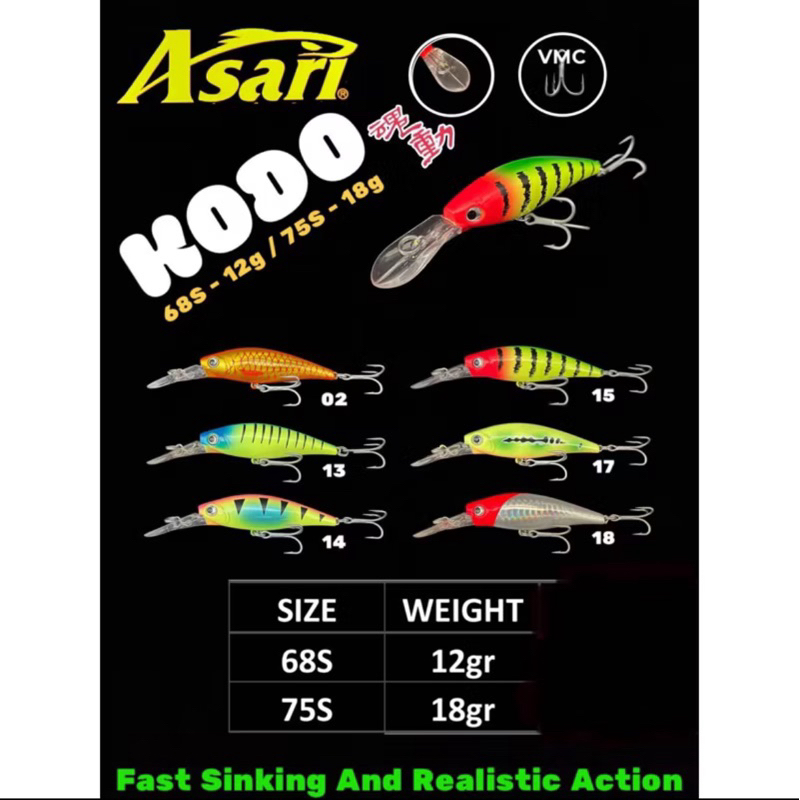 LURE MINNOW ASARI KODO 6,8CM-12GRAM