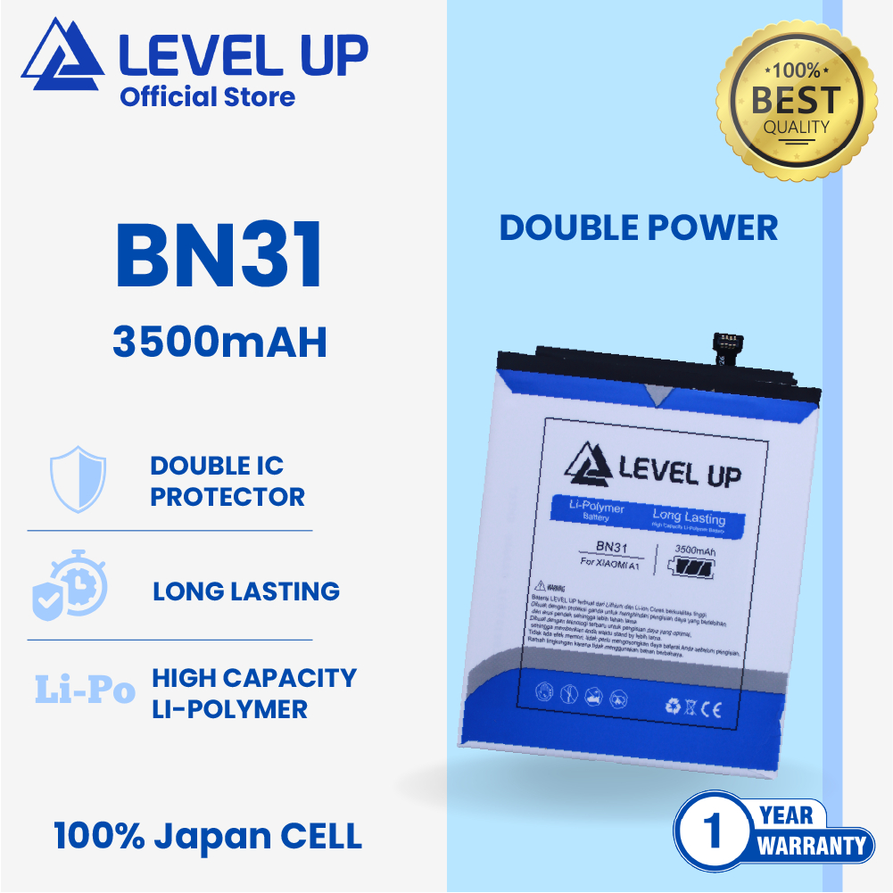 LEVEL UP Baterai Xiaomi Redmi Mi A1 / Mi 5X BN31 Double Power