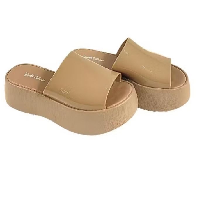 Sandal Wanita Wedges tinggi 7Cm  Karet Jelly Sol sendal jeput karet tinggi tebal