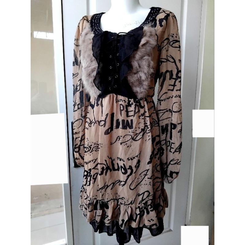 DRESS KOREA baju korea chiffon sifon lengan panjang