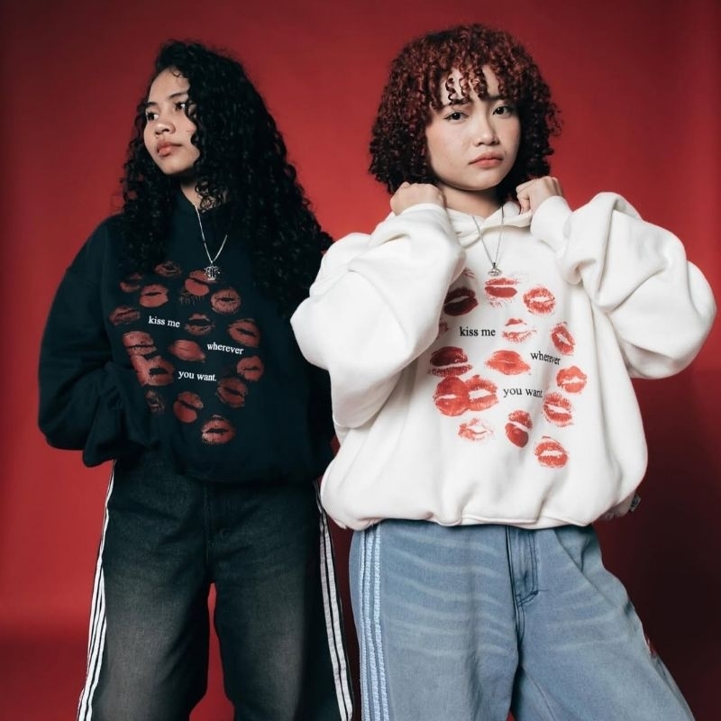 [ORI 100] Hoodie Telepati Kiss Me Black // Kiss Me White - New & Ready