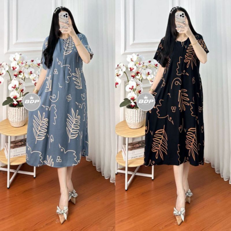 DASTER VIRAL BUSUI FRIENDLY RAYON ADEM RESLETING DEPAN KANCING DEPAN BUMIL DRESS TIDUR WANITA PENDEK