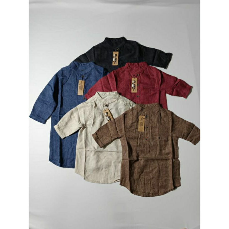 ALARIC Baju Koko Kurta Anak Lengan 3/4 Linen Brush Premium Series Idul Fitri Muslim Fashion by alari