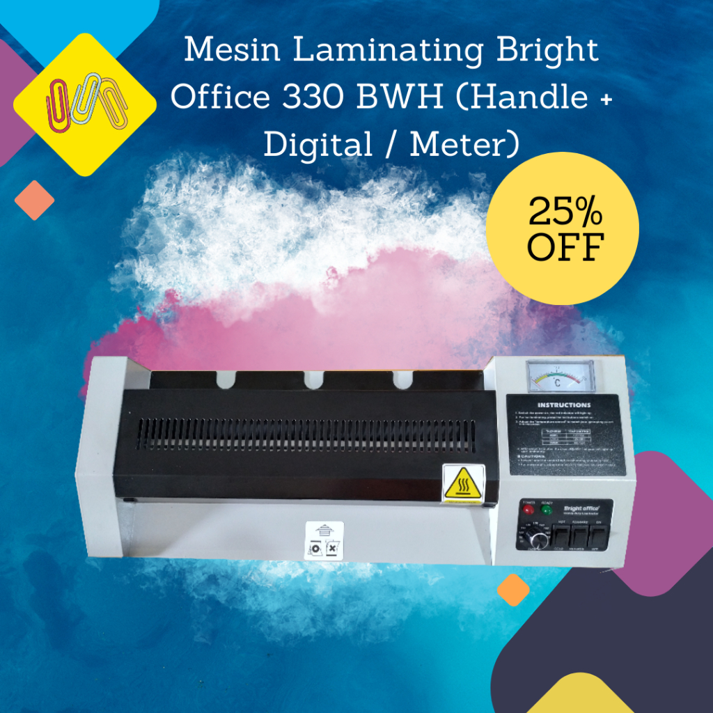 

Mesin Laminating / Laminator Merk Bright Office Type 330 BWH (With Handle & Knob) Ukuran A3