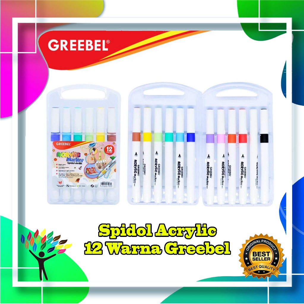 

GREEBEL Spidol Acrylic Marker Single Head / Sketsa Marker Set Spidol Warna Warni 12 Warna ORIGINAL
