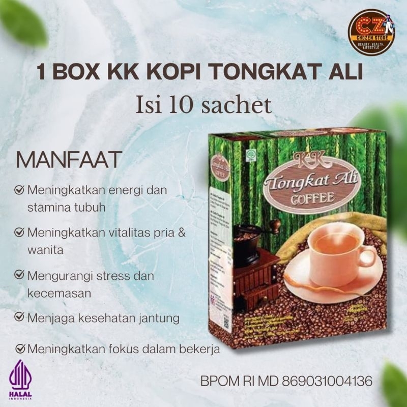 

KK Kopi Tongkat Ali Ginseng Jinten Hitam Bubuk KK Coffee Tambah Gairah Stamina Pria Isi 10 sachet