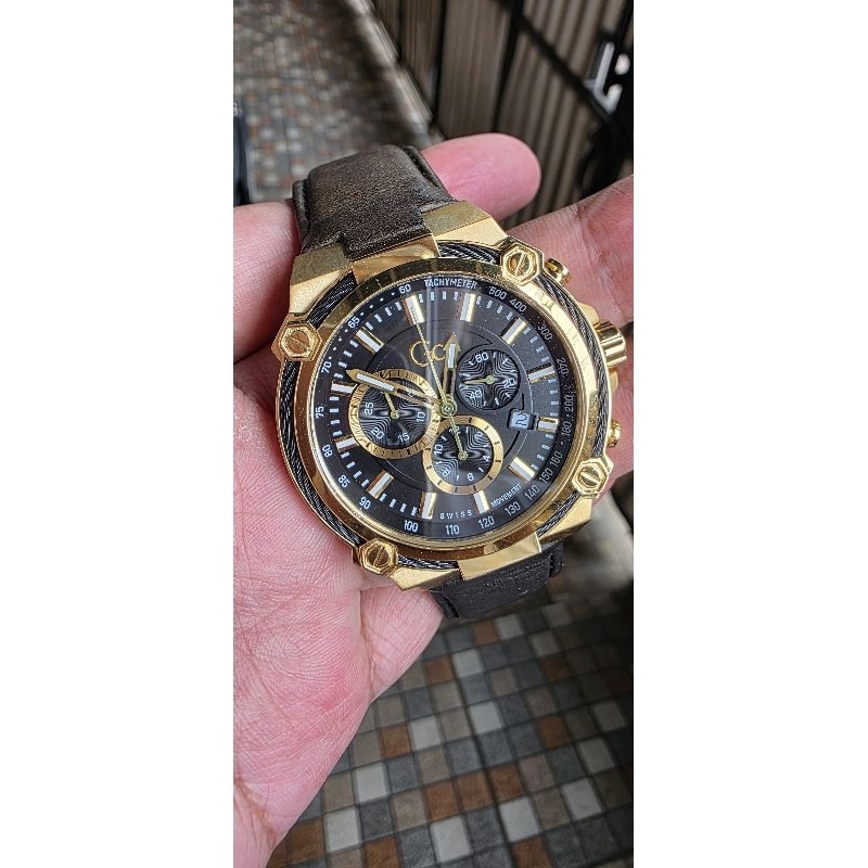 Jam Tangan Pria GC Guess Collection prelove Black Gold Original