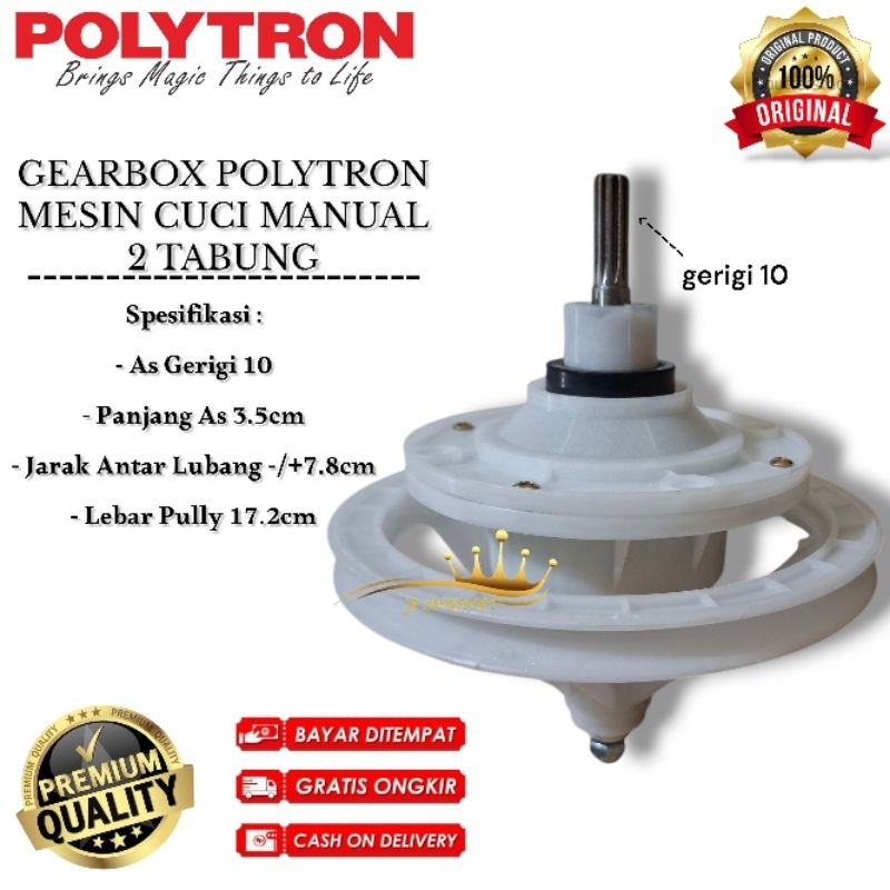 GEARBOX POLYTRON 9 Kg PWM 9057 9072 9076 9358 9366 9369 Gear Box Girbok Mesin Cuci 2 Tabung Polytron