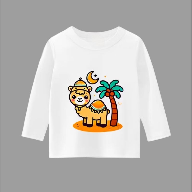 Baju Kaos Anak Lengan Panjang Karakter UNTA Katun Sablon RAMADHAN