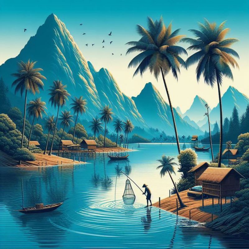 poster cetak, pemandangan pegunungan, hiasan dinding, pemandangan pegunungan,bisa cod