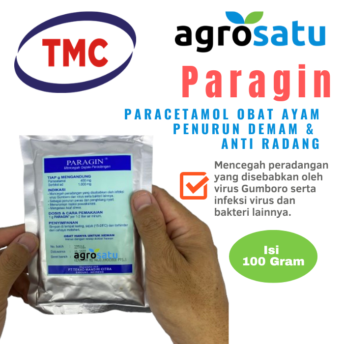 Paragin 100gr - Paracetamol Obat Ayam Broiler Anti Radang Demam Nyeri (Analgesik & Antipiretik Ungga