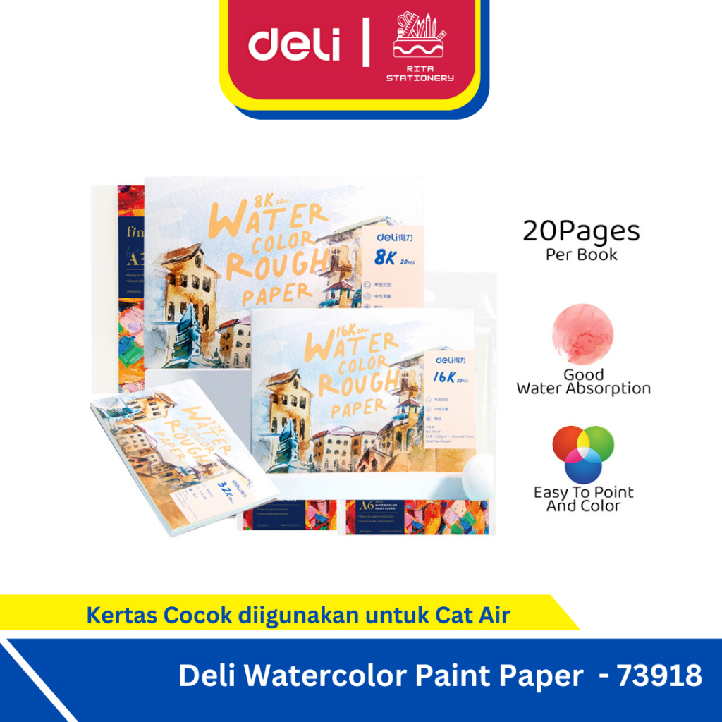 

Deli Buku Kertas Cat Air / Watercolor Rough Paper 32K - 73918
