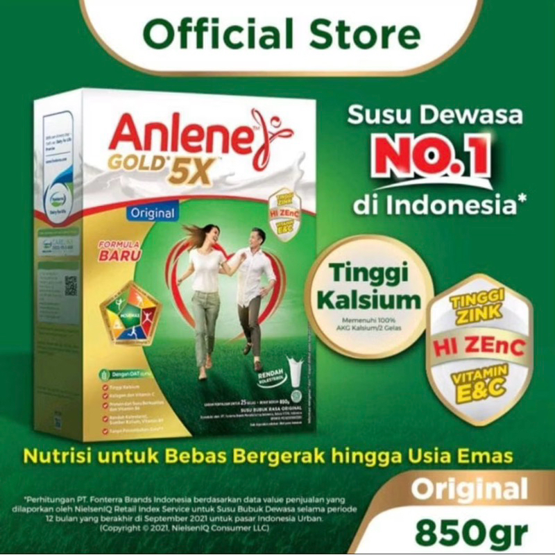 

Anlene Gold 5X Vanila Original Coklat 825 / 850GR Anlene Gold 5 X 850 GR Exp Juni Sept 2026