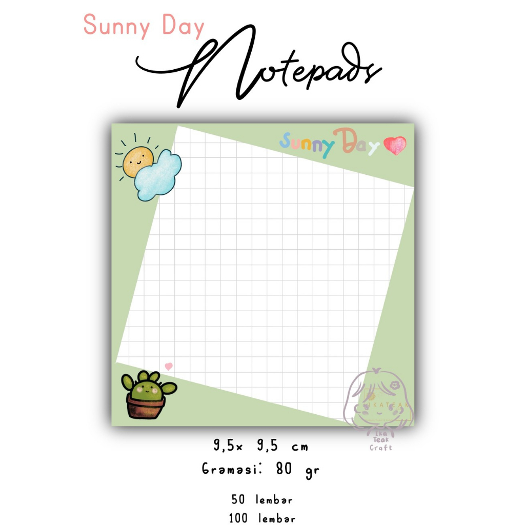 

Notepads / memopads / notes kecil Sunny Day