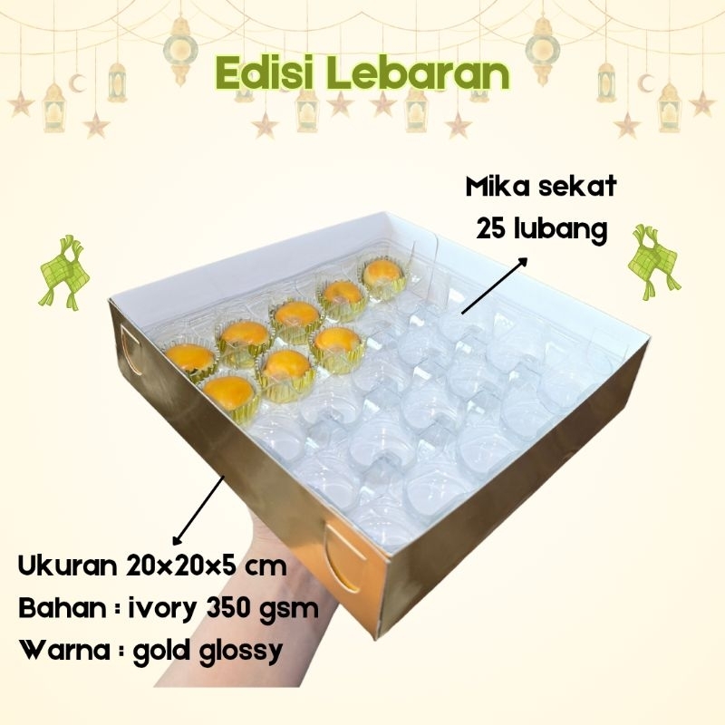 

BOX KOTAK NASTAR 25 LUBANG GOLD EMAS MIKA SEKAT NASTAR