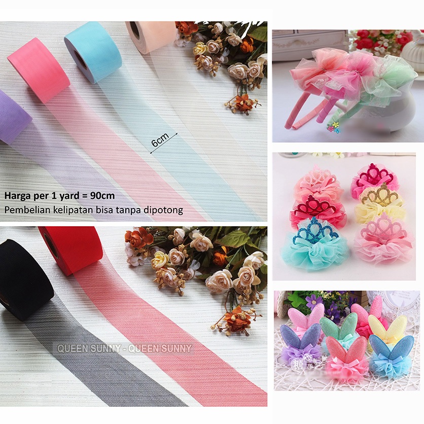 

Kain Tile Polos 6cm Bahan Pita Jepit Bando Aksesoris Rambut Bahan Craft