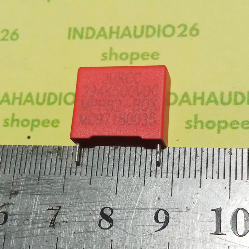 JURCC 394K500VDC 15mm 394 500V mkm 390nf 390n kapasitor capasitor mkp mkt merah 394k bukan 400v buka