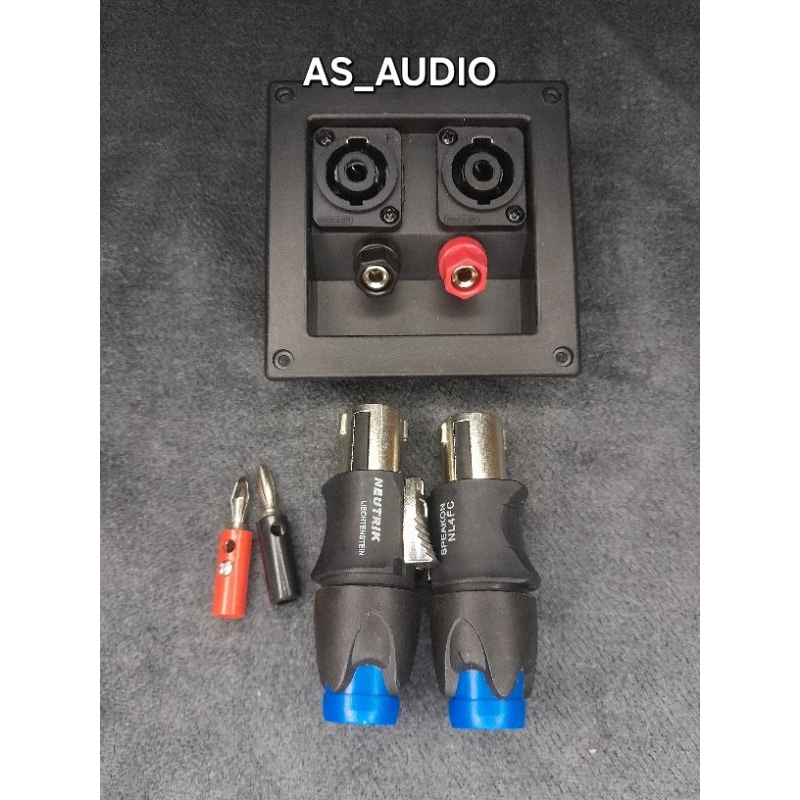 TERMINAL BOX SPEAKER BIDING 2 SOKET SPIKON + JACK SPIKON BESI + JACK BANANA 1SET