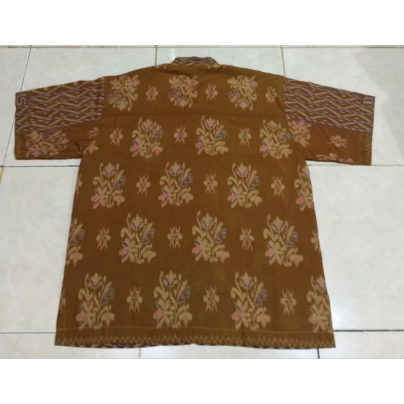 baju koko lengan pendek terbuat dari sarung bhs MST full sutra spunslik second size L/XL