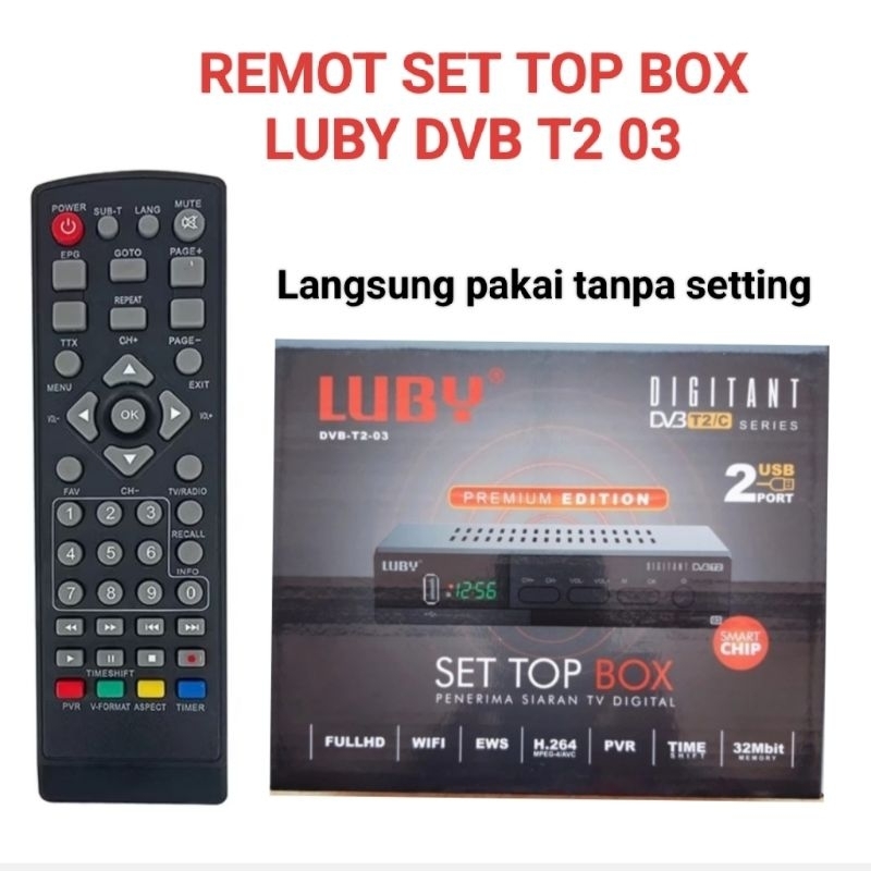 remote stb LUBY DVB T2 03 remot pengganti set top box luby T03 dus abu