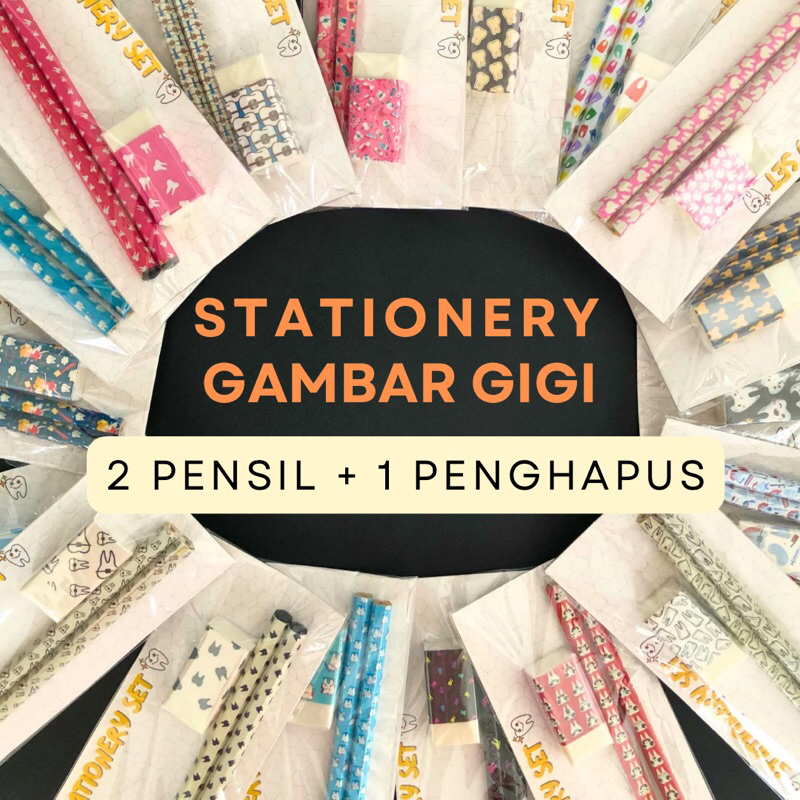 

Souvenir Gigi, Set Alat tulis gambar gigi, stationary set gigi, hadiah pasien