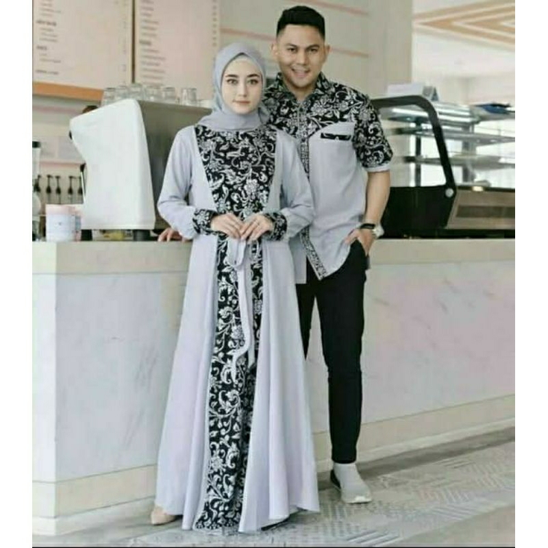 Couple Gamis Raya Pasangan Suami Istri Batik Couple Gamis Modern