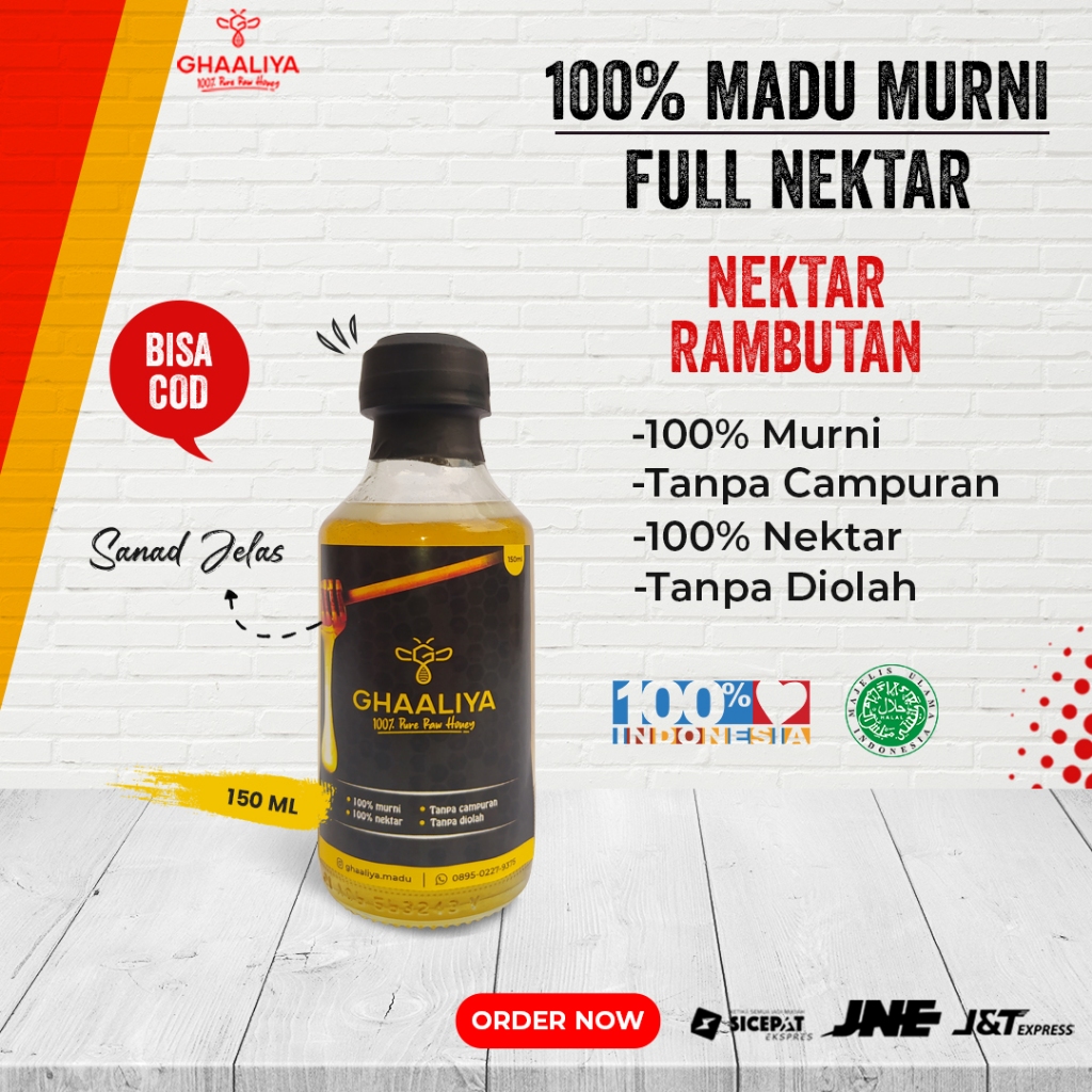 

[Ghaaliya] Madu murni asli nektar rambutan murah kemasan 150 Ml
