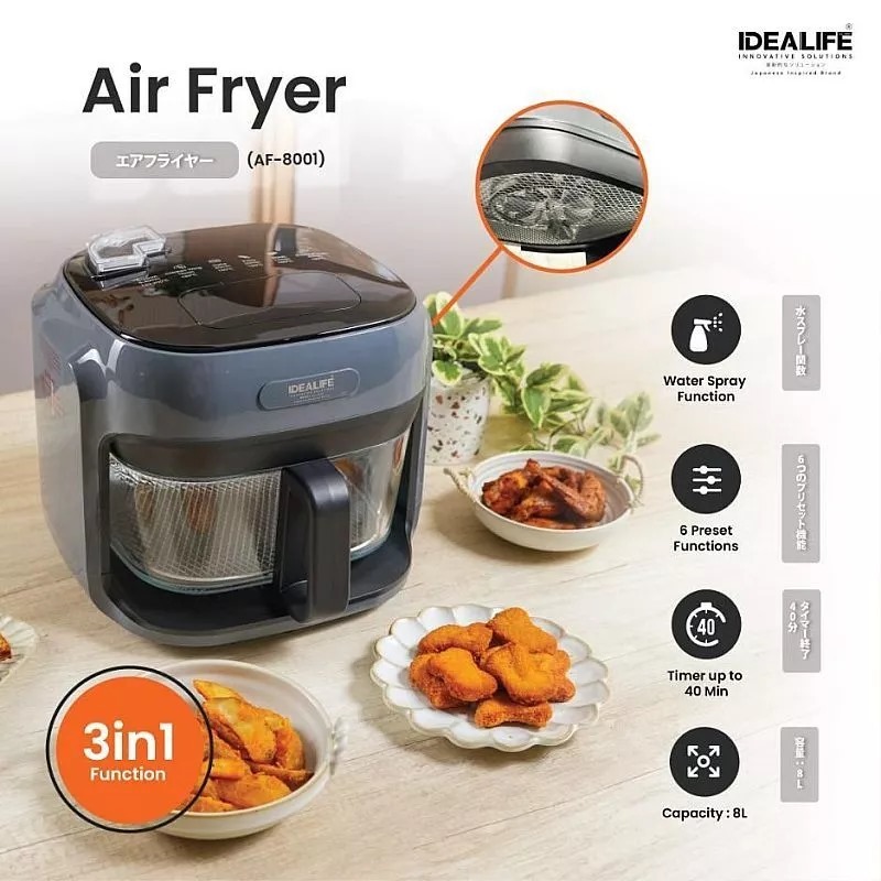 AIR FRYER IDEALIFE 8LTR AF-8001