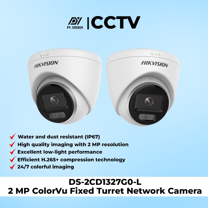 HikVision DS-2CD1327G0-L IP Camera CCTV PoE ColorVU Indoor 2mp