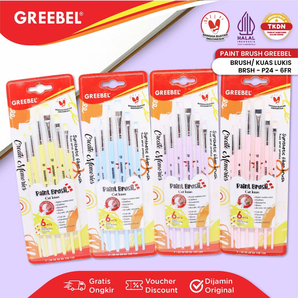 

GREEBEL Kuas Lukis Brush Paint Set / BRSH-P24-6FR