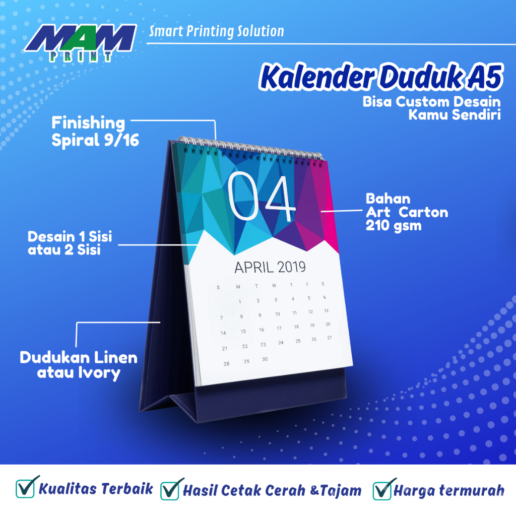 

Cetak Kalender Meja Ukuran A5 Custom Landscape / Print Calendar Custom Foto / Kalender 2025