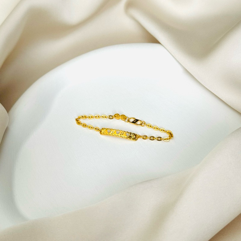 Gelang Anak Model Fancy Papan Love Emas Asli Kadar 875 20K