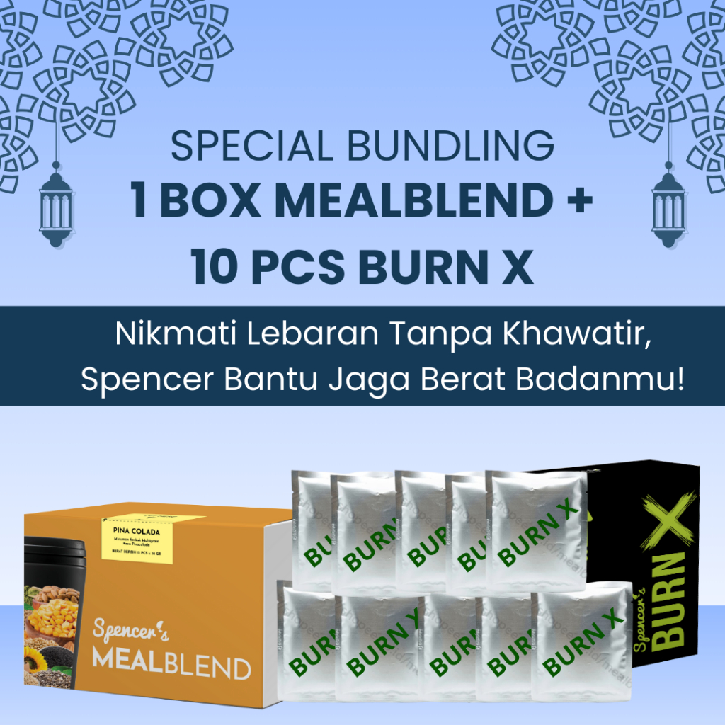 

SPENCER Paket Ramadan Meal Blend 1 Box + Burn x 1 Box - Pembakar Kalori & Minuman Protein Untuk Diet