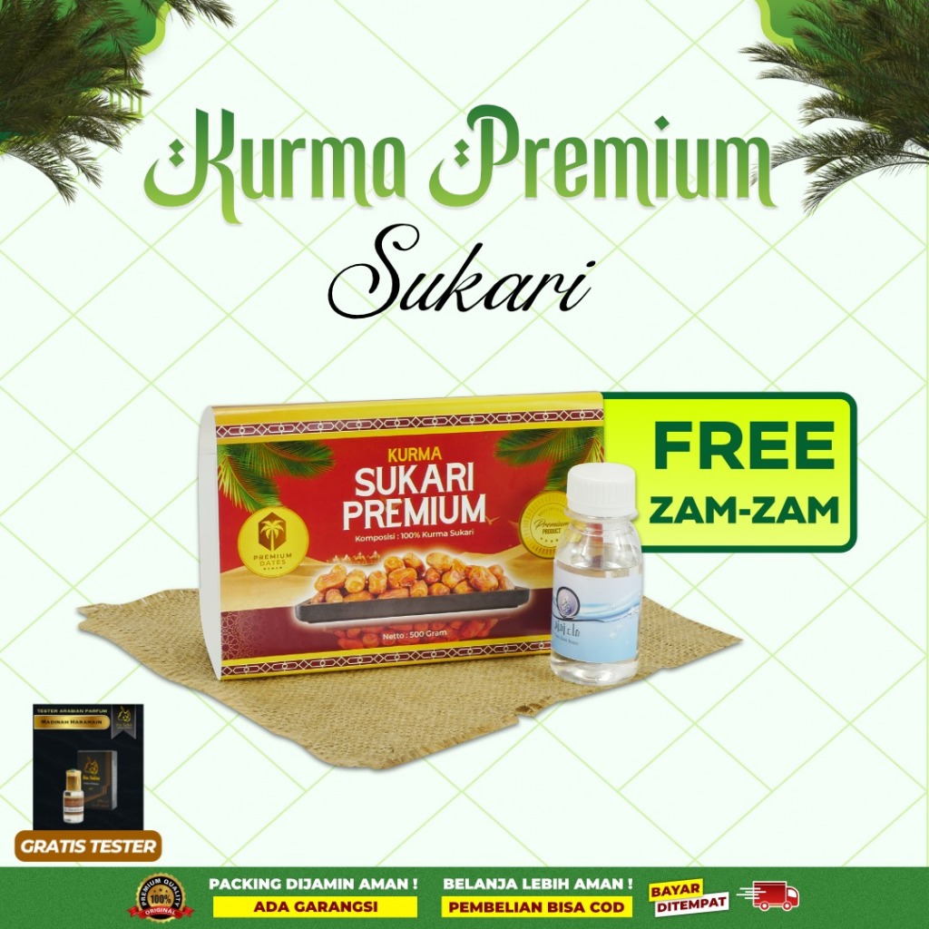 

Kurma Sukary Premium 500 gram FREE air Zamzam