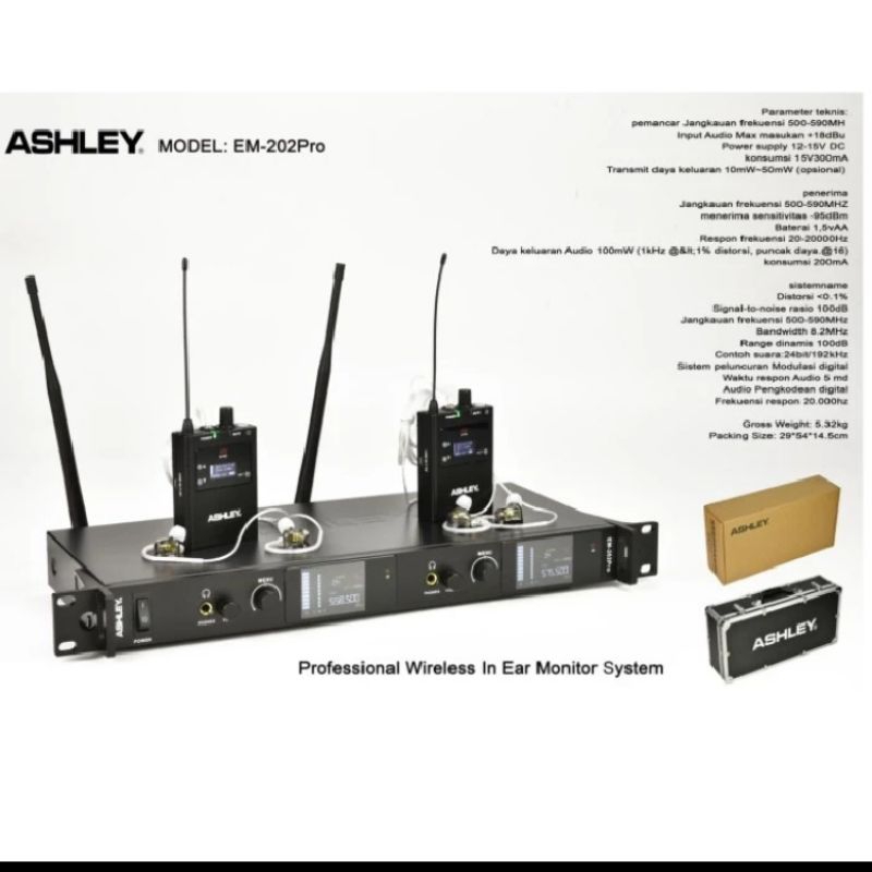 Mic ear monitor Ashley em202pro original free koper EM 202PRO