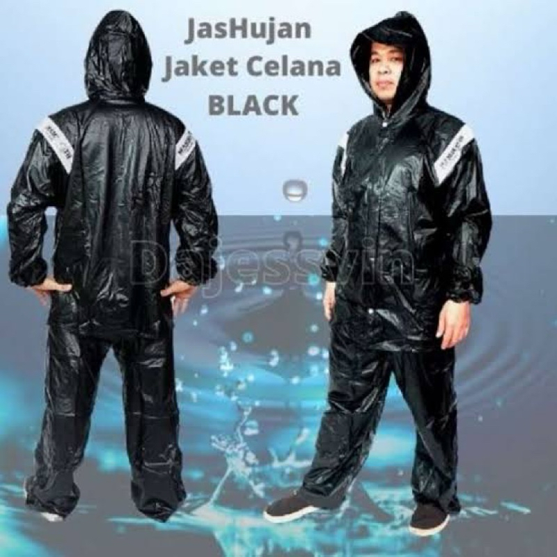 [Mammoth] Jas Hujan Jaket Celana Mammoth New Black Unisex All-size